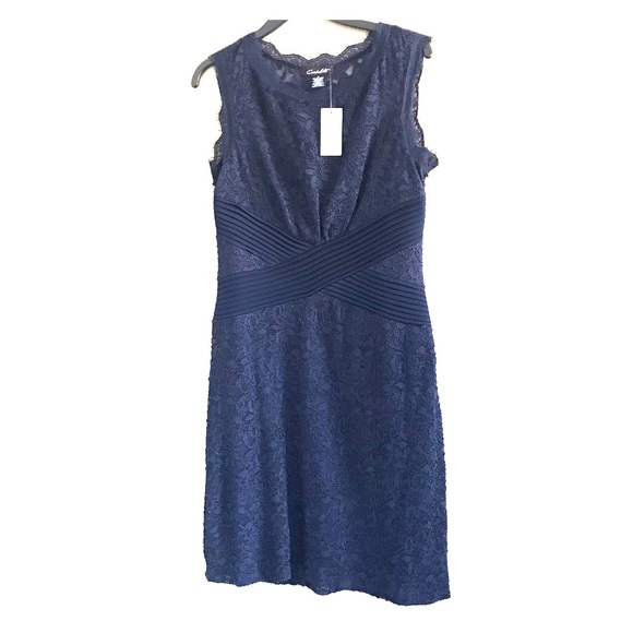 candalite Dresses & Skirts - Candalite, Navy Blue Lace sheath Dress